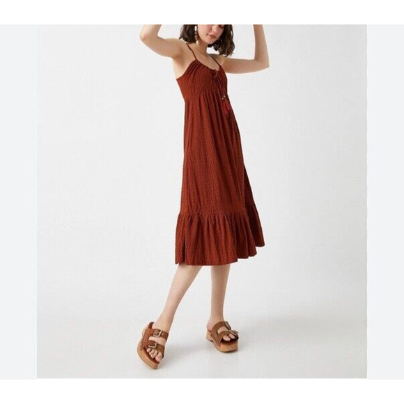 Topshop Strappy Midi Dress Women's 6 Front Tie Racerback Striped Front Tie - Picture 1 of 6